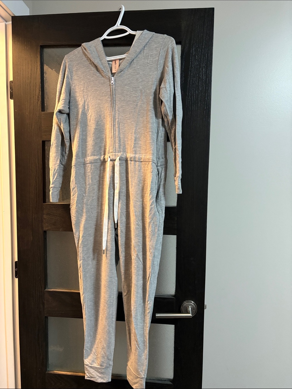 Smash + Tess Light Gray Hooded Zip Jumpsuit with Drawstring